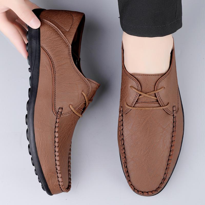 Fashion Brown Leather Men Shoes Fashion Formal Men Shoes Moccasins Italian Breathable Male Driving Shoes Black Plus Size 38-47