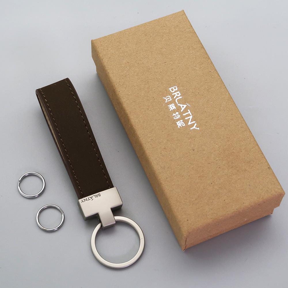 Belleterny Frosted Genuine Leather Keychain - Luxury Keyring Pendant with Logo Customization.