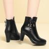 6cm 8cm Elegant Comfortable Soft Leather Plush Motorcycle Boots Winter 2025 Block High Heels Shoes Warm Ankle Boots for Office