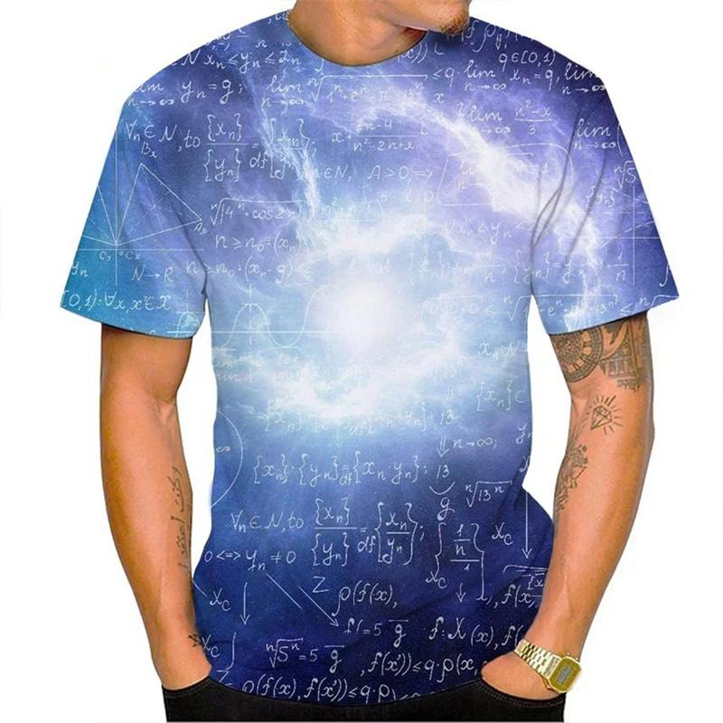 3D Printed Mathematical Formula T-Shirt For Men Equation Pattern T Shirts Summer Casual Unisex Short Sleeve Tops Round Neck Tees