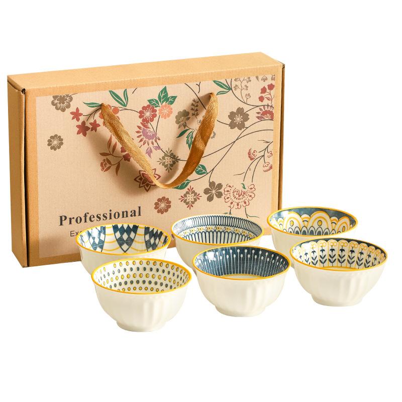 Vintage Nordic Ceramic Tableware Bowl Gift Box, Opening Gift Company Business Event Gifts, Holiday Gifts
