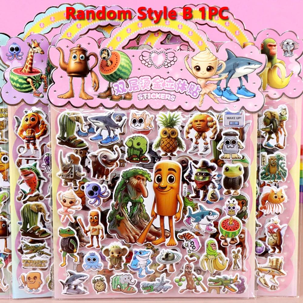 3D Italian Brainrot Animals Bubble Stickers for Kids Waterproof DIY Laptop Tung Tung Tung Sahur Double Layered Sticker Gift