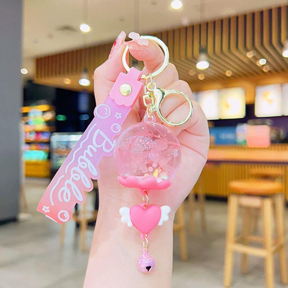 Quicksand Bottle Floating Oil Liquid Keyring Cartoon Acrylic Floating Keyring  Girl Gift