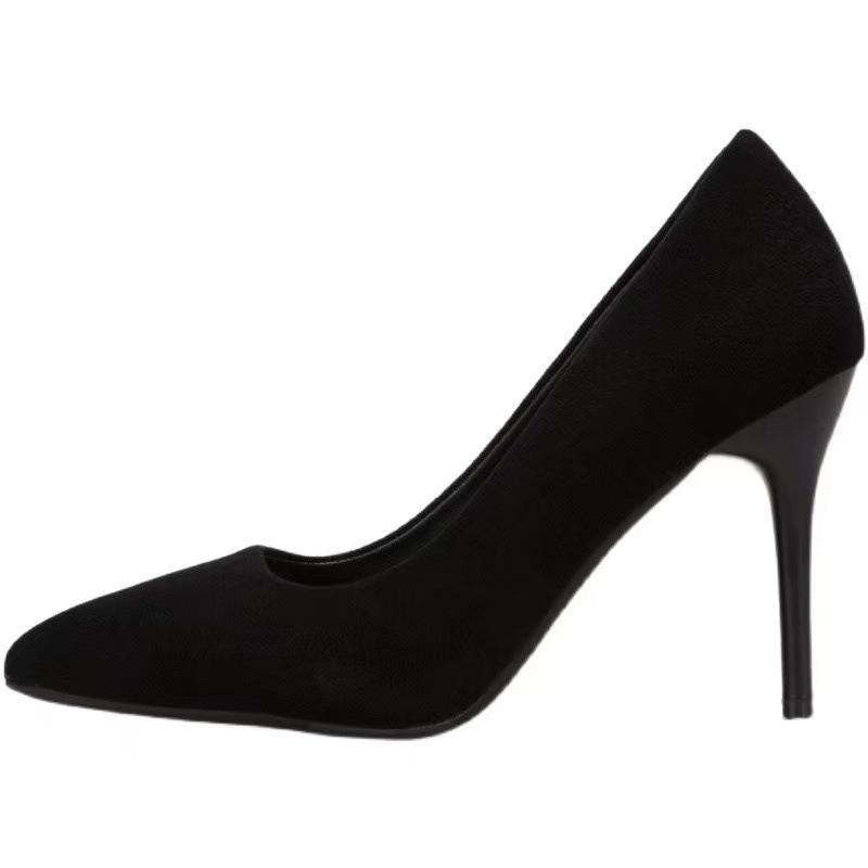 Women Large Size Black Suede Stiletto Heels Spring Autumn Professional Work Shoes Sizes 34 42 Elegant Office