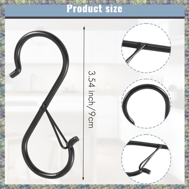 WON S Hooks For Hanging - S Shaped Hooks For Kitchen Utensil And Closet Rod - Black S Hooks For Hanging Plants,Pots