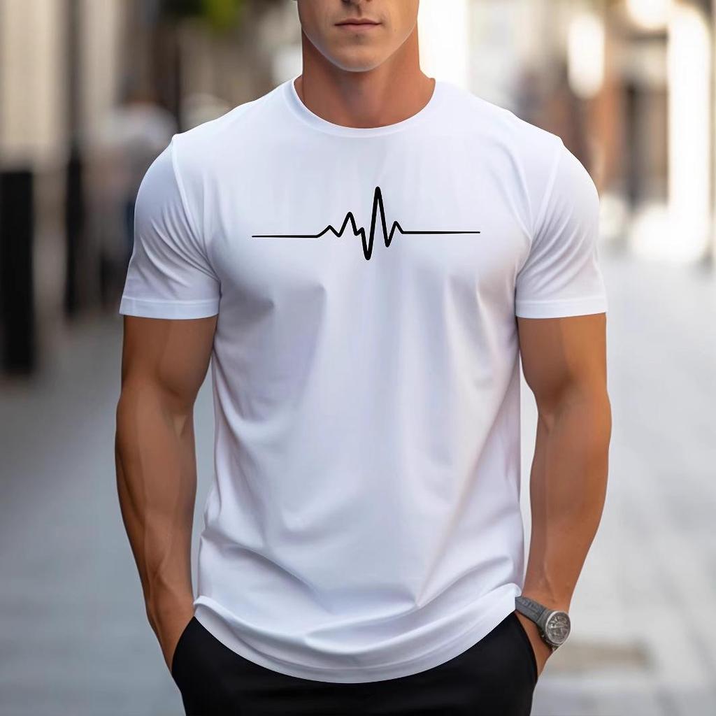 Men's Loose Fit Cotton Graphic Tee - Casual Sports Anime Print, Crew Neck Short Sleeve