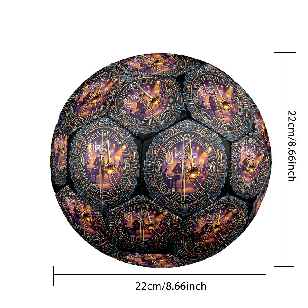 Jazz Night Music Scene Round Football Size 5 Adult Ball Suitable for Training Matches and Outdoor Team.