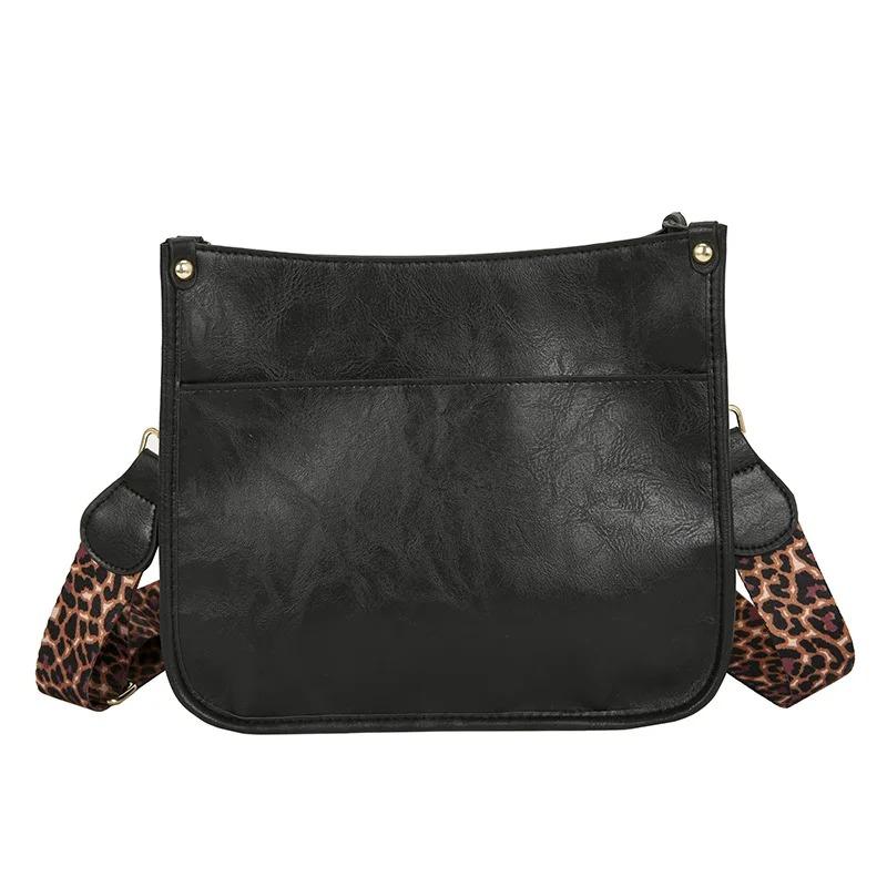 

Leopard Print Crossbody Bag Large Capacity Bucket Bag for Women Wide Adjustable Strap PU Leather Fashion Shoulder Bag Tote