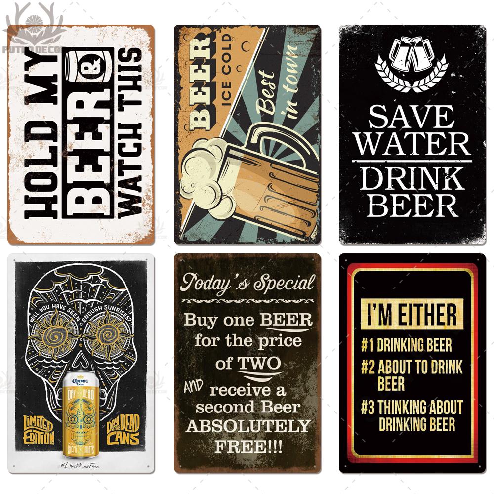 Beer Tin Sign Plaque Metal Vintage Pub Funny Metal Sign Plate Wall Decor for Bar Pub Club Man Cave Decorative Iron Painting