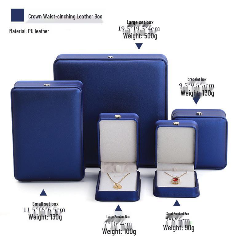 PU Leather Crown Jewelry Storage Box for Necklaces, Pearls, Bracelets, and Rings