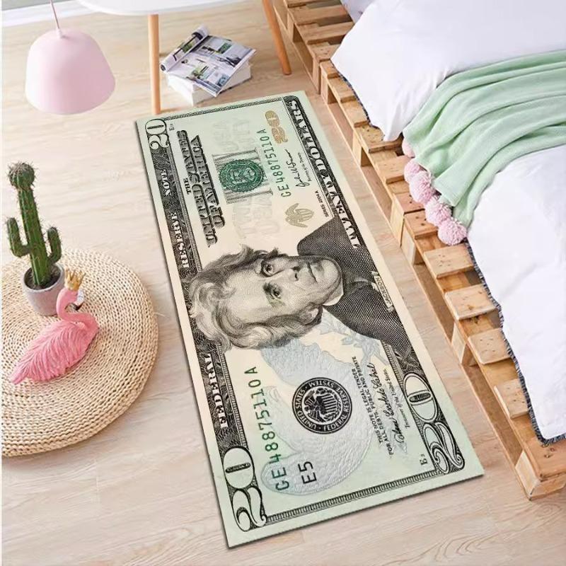 US Dollar Print Kitchen Mat - American Currency Design Carpet with Greenback Pattern for Home Living Room Bedroom Home Decor