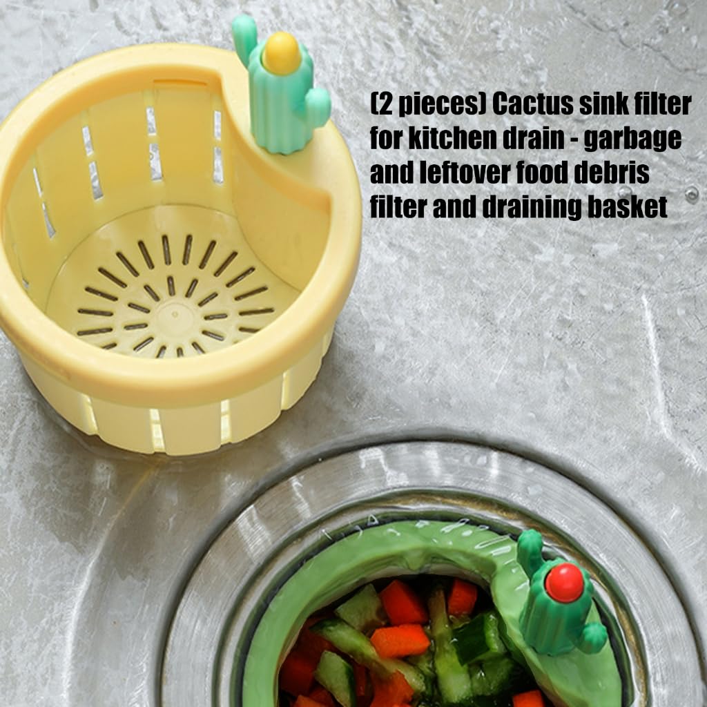Cactus Shaped Sink Strainer Basket with Removable Lid and Box for Kitchen Drain Filter Mesh Insert for Food Debris Collection
