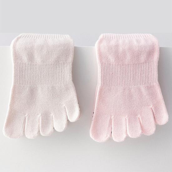 1 Pair Yoga Toe Socks with Non-slip Gripper Moisture Wicking Mid-calf Socks Women Ballet Dance Pilates Cotton 5-Toe Crew