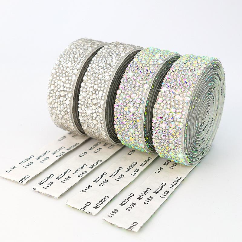 10Yard Rhinestone Ribbons Silver Sparkling Crystal Diamond Roll Self Adhesive DIY Arts Crafts Wedding Party Gift Decoration Wrap