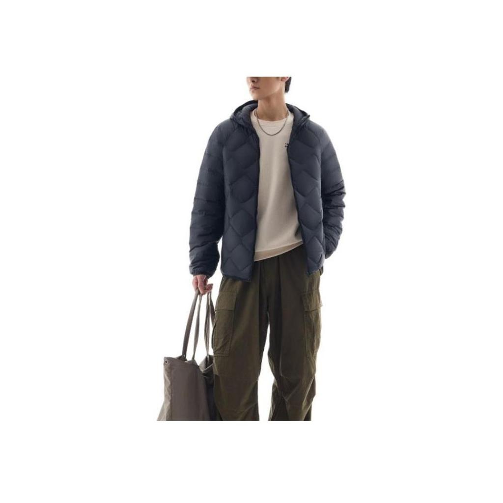 Anta Hooded Diamond Quilted Lightweight Down Jacket Black Men 152447955-4