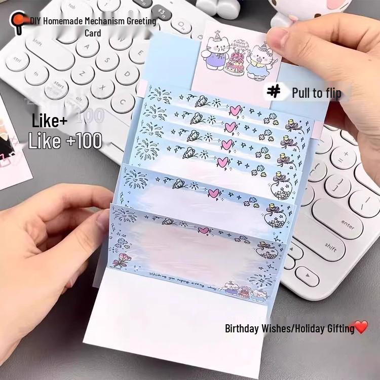 Narozeninová a Qixi karta pro začátečníky s vodopádem koťátek DIY balíček: Kreativní blahopřání