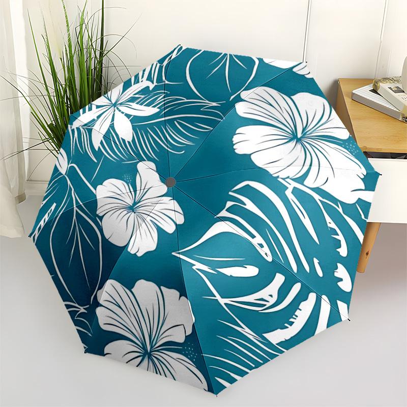 1pc Tropical Flowers Automatic Open/close Folding Umbrella, Compact Portable Travel Umbrella, Cute Umbrella, Durable Construction yy260328012