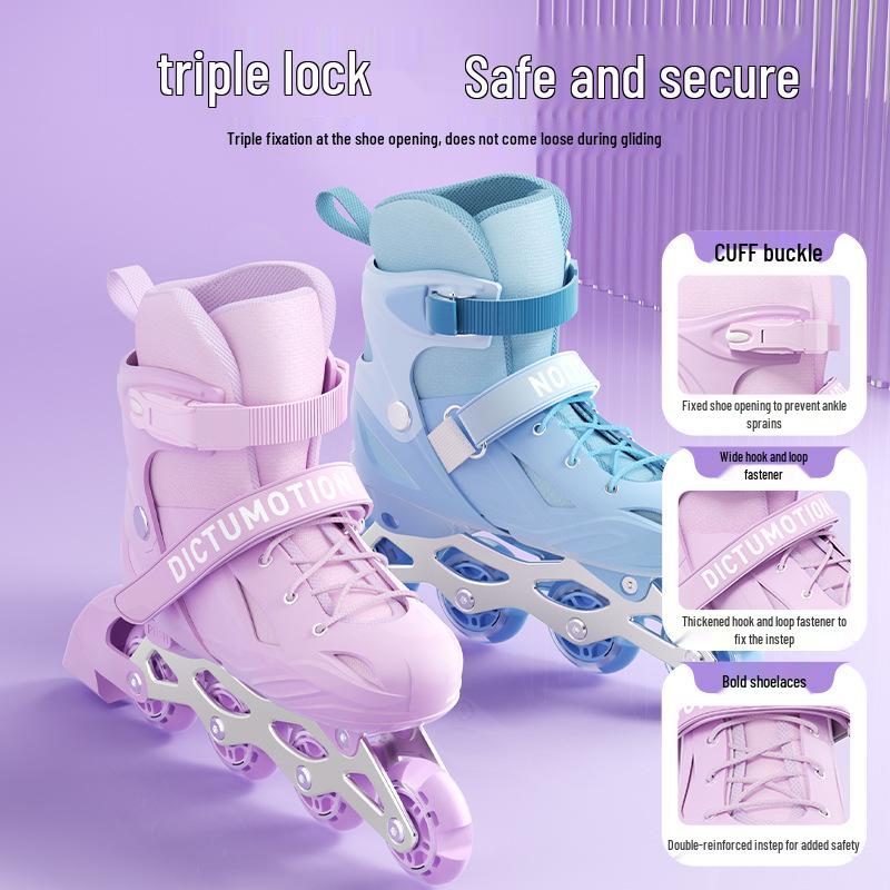 Kids' Beginner Inline Skates for Ages 6-12, Boys & Girls Single Row, Entry Level Roller & Ice Skating Shoes