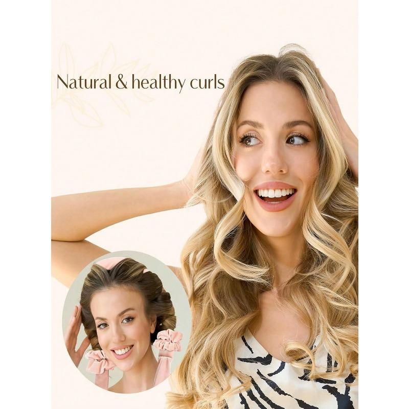 4pcs No-Heat Hair Curlers, Can Be Worn To Sleep Without Heating, Super Soft Ribbon Wrapped For Long Hair, Includes Hair Ties And Clips