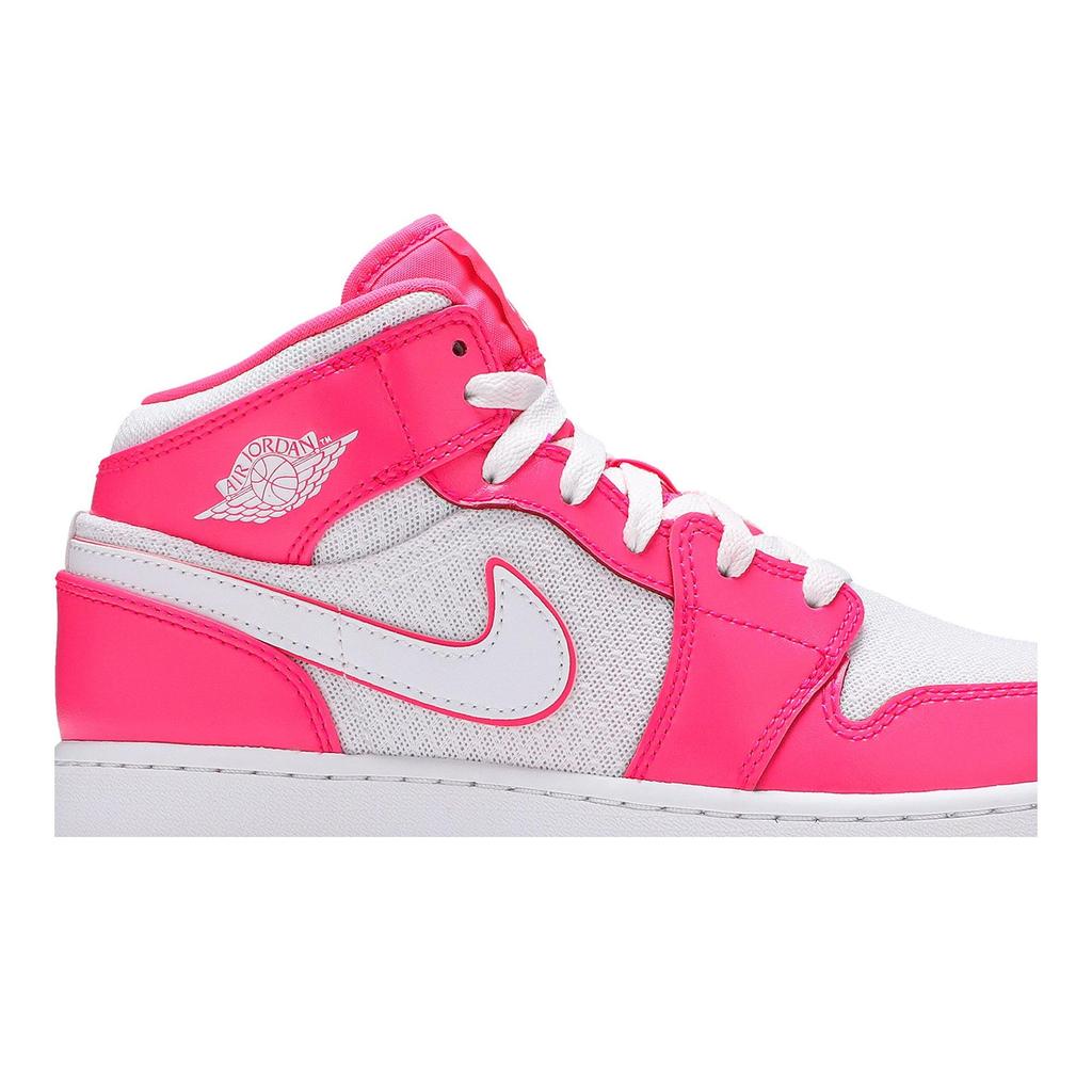 Air Jordan 1 Mid Grade School 'Hyper Pink' (Unisex) Hyper Pink / White Kids' Basketball Shoes 555112 611