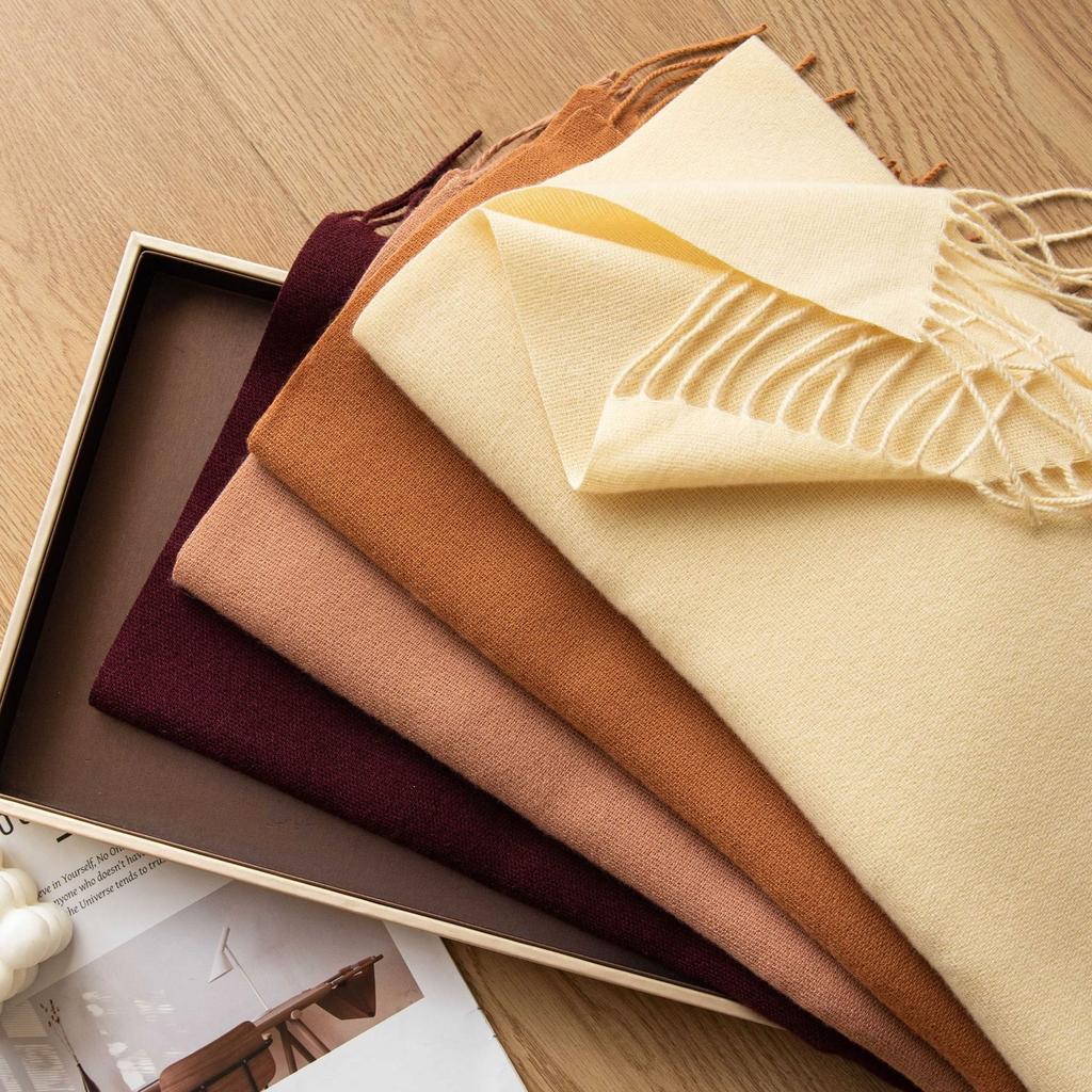 Morandi Color Scarf Shawl Solid Color Cashmere Feel Long Winter Wrap Luxury Soft Fashion Gift Lightweight Women’s Neck Scarf