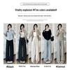 2024 Women's High-Waist Wide Leg Pants: Bow Detail, Soft Glutinous Fabric, Slimming, Casual, Petite Fit for Spring & Autumn