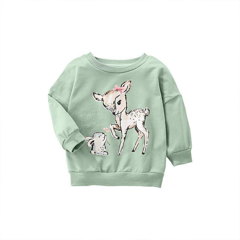 Girls' Long-Sleeved Sweatshirt Spring & Fall 2025 New Pure Cotton Off-Shoulder Fashionable Animal Print Casual Kidsren's Baby Top