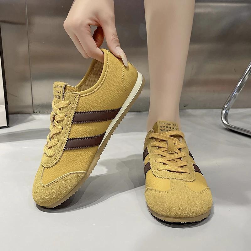New Style Shallow Mouth Small White Shoes All-Match Casual Female Sneakers Dress Flats Women Wedge Round Toe Sports Lace-Up Flat