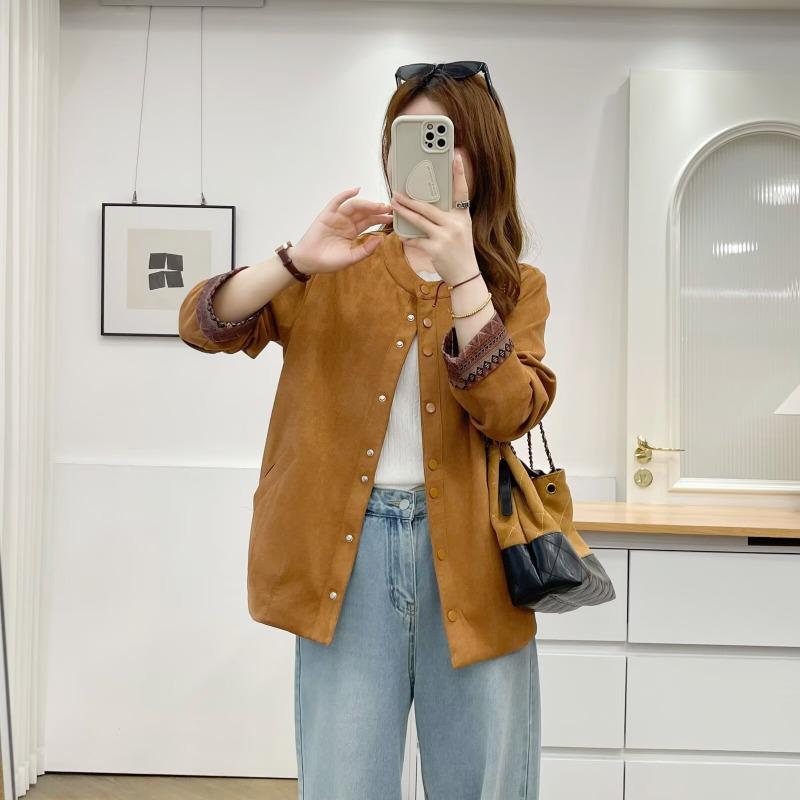 Plus Size Women Suede Open Front Jacket Casual Commuting Outerwear