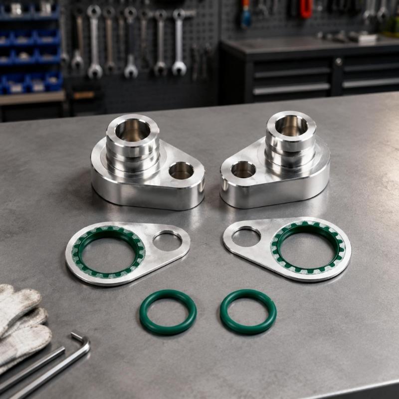 Aluminium-Blockierungsplatten-Kit für die hintere Klimaanlage mit passendem Sperrhardware und Dichtungssatz für Reparaturarbeiten an den hinteren Serviceleitungen