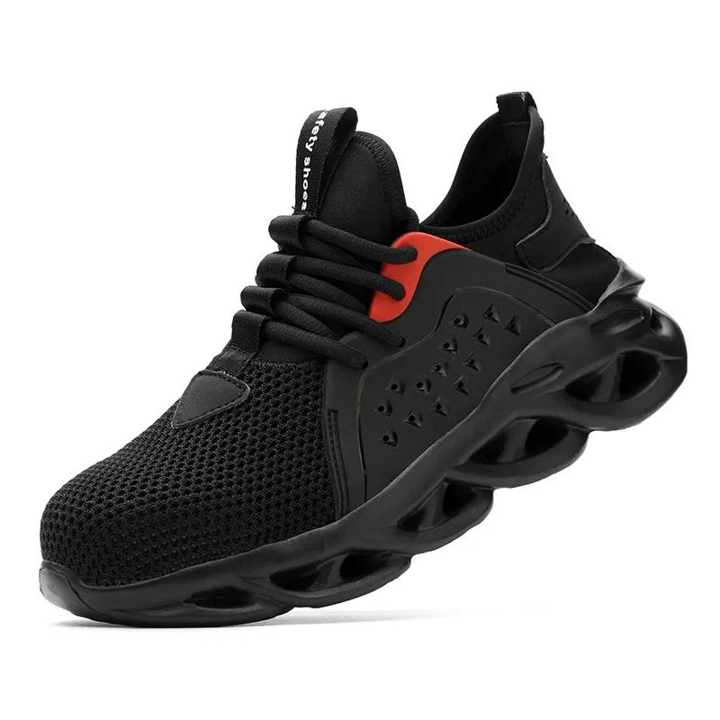

Mens Work Safety Shoes Men Summer Breathable Boots Working Steel Toe Anti-Smashing Construction Safety Work Sneakers 46
