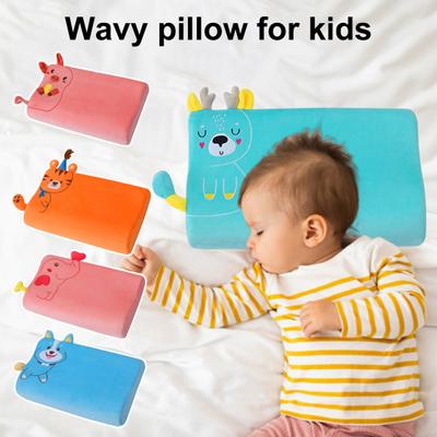 Ergonomic Kids Pillow Wave Wedge Shape Soft And Elastic Memory Foam Cartoon Embroidery Washable Case Supportive Better Sleep Quality Pillow