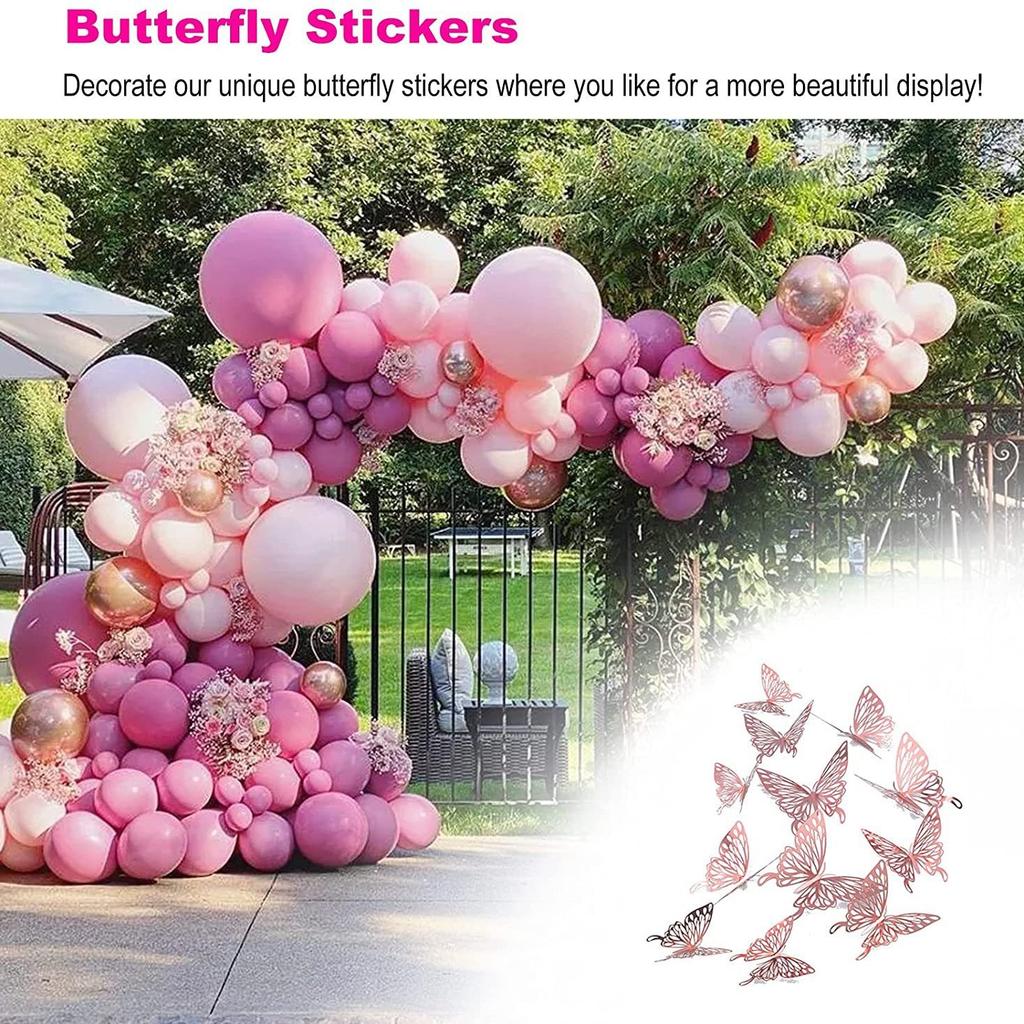 Pink Rose Red Rose Gold Butterfly Fairy Balloon Baby Shower Birthday Party Arrangement Balloon Chain Decorations