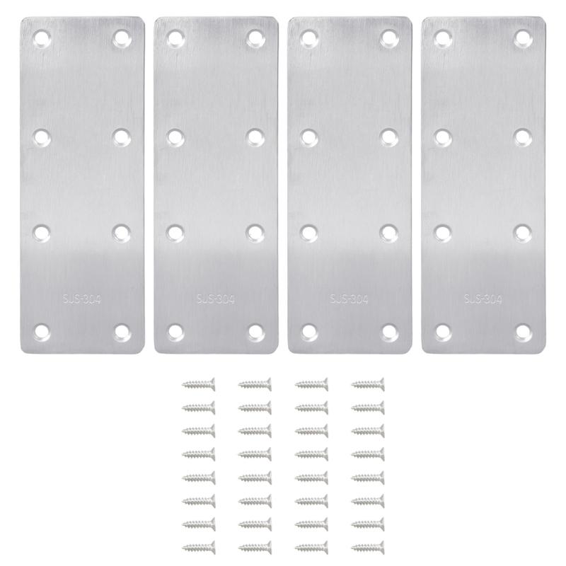 4Pcs Metal Straight Brace Repair Joining Fixing Bracket Stainless Steel Fixed Angles Support Brackets Connectors 1