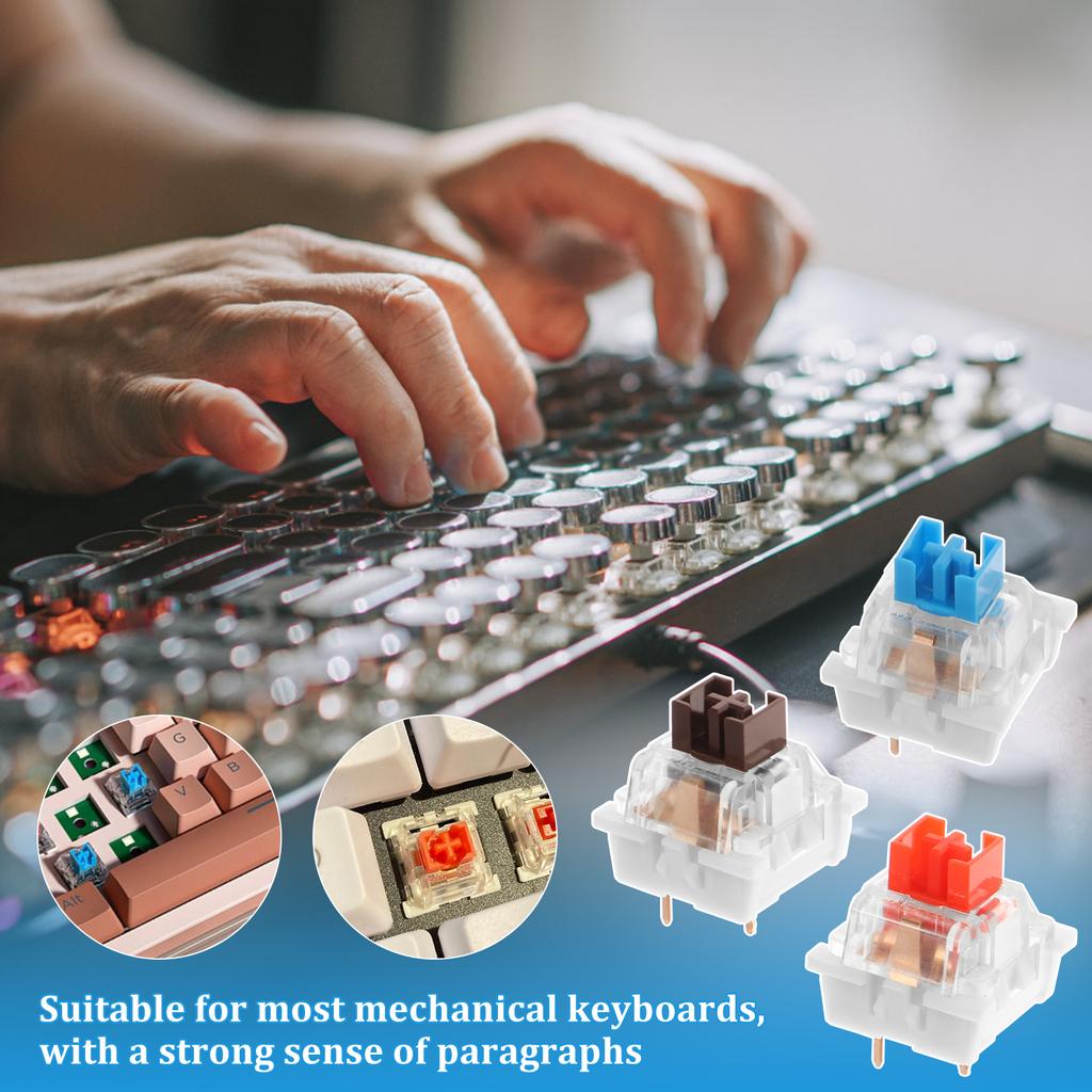 150Pcs Switch Replacement 3 PIN Mechanical Keyboard Switches Clicky, Accurate Typing, Dustproof, LED Keyboard, Gaming Keyboard