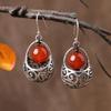 Original Designer New Ethnic Style Red Round Hollow Earrings Retro Temperament Exquisite Luxury Ladies  Jewelry