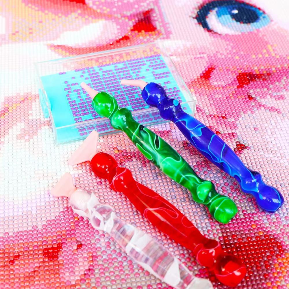Resin Diamond Paint Brush Kit with 6 Interchangeable Tips, DIY 5D Diamond Art Tool Set - Multifunctional Accessory