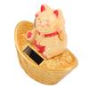 Solar Energy Lucky Cat Ornament Solar Wealth Welcome Waving Hand Fortune Cat Statue for Home Car