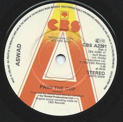 7inch Record ASWAD - Pass The Cup CBSA2391PROMO CBS 1982 UK Reggae, Ska & Dub Used