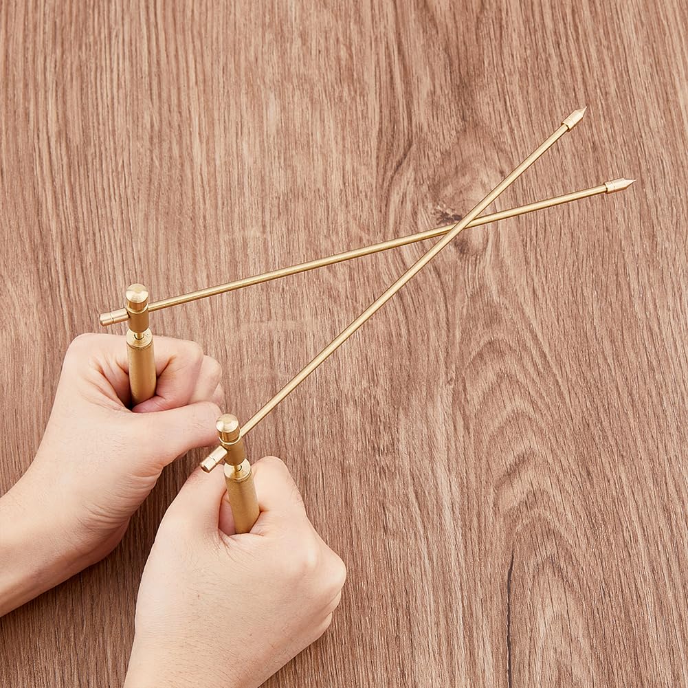 2Pcs Water Dowsing Rods Detachable Brass Spirit Rods Divining Rods with Box for Detect Gold Water Ghost Hunting Locating Lost Items