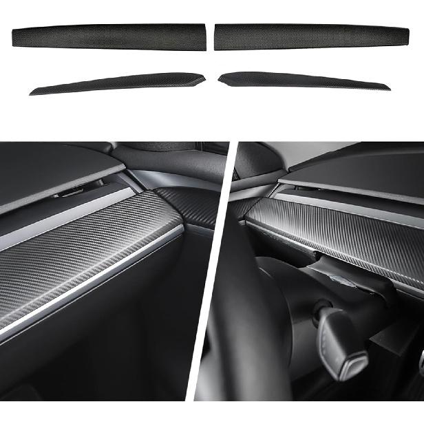 BMZX for Tesla Model Y/3 Dashboard Cover Fit for Model 3 Model Y 2017-2023 Carbon Fibber Pattern and Interior Front Door Trim Wrap Accessories чёрный