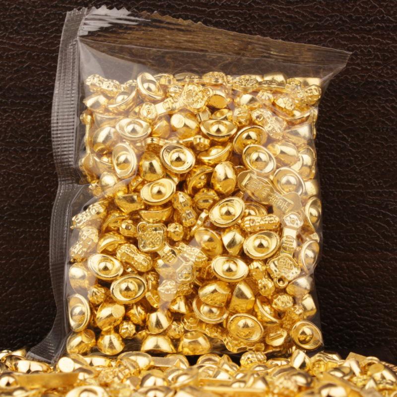Gold Sand Alloy Ingot Basin Ornament for Wealth Attraction & Home Gifts