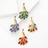 Elegant European Alloy Rhinestone Peacock Brooch for Women's Suit Dress