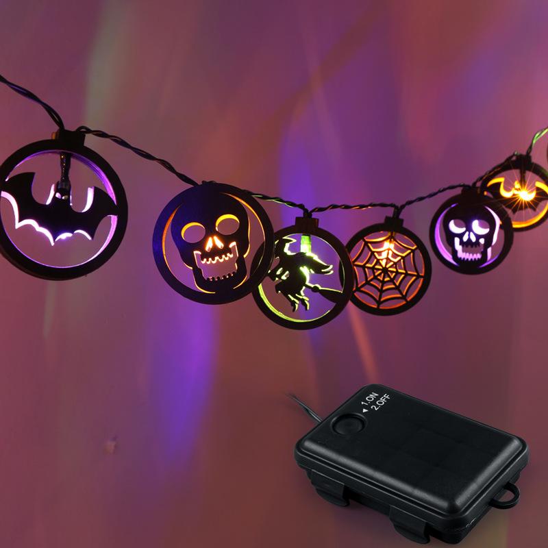 

1 шт. Хэллоуин Светодиодные гирлянды на батарейках с формой летучих мышей, черепа, волшебника, паутины, для внутреннего декора вечеринки, атмосферный свет, новые