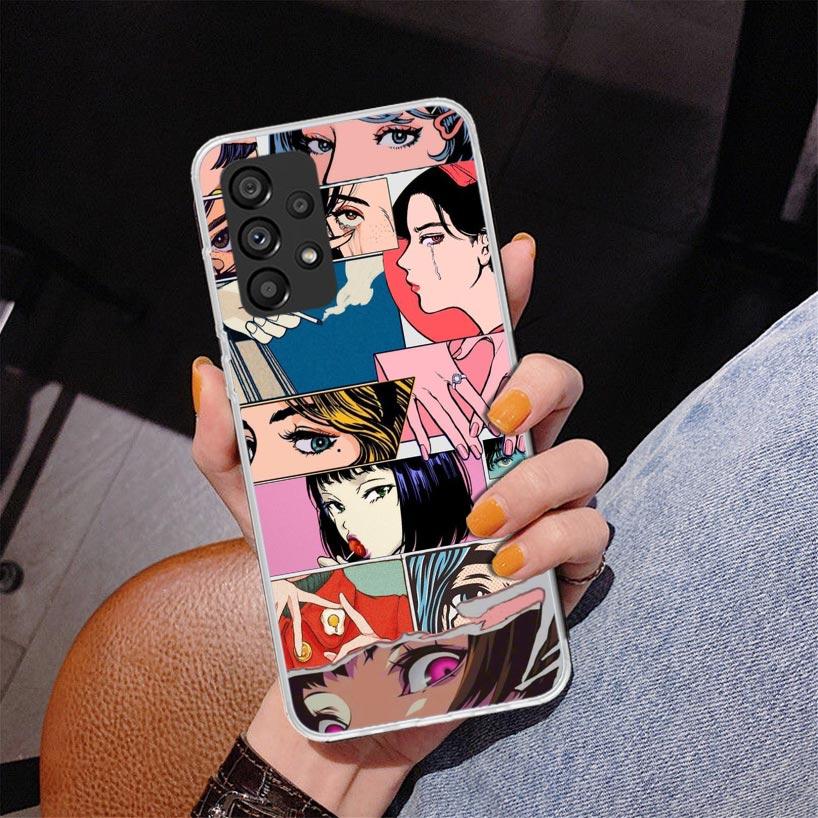 Brokenhearted Anime Girl Phnoe Case for Samsung Galaxy A17 A37 A57 A16 A26 A36 A56 A15 A14 A13 A55 A54 A53 A35 A34 A33 A25 A24 A