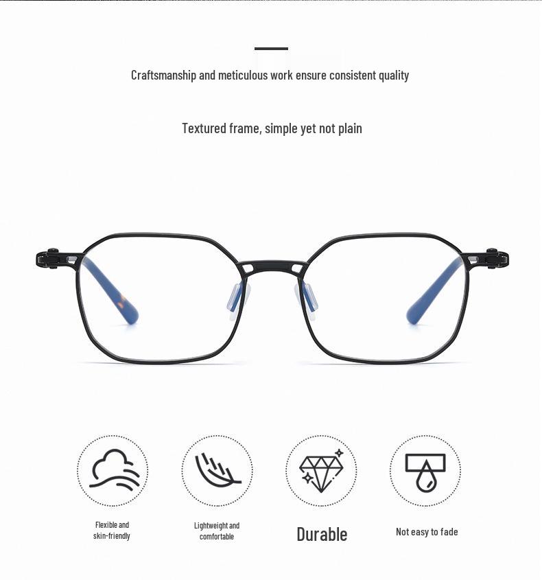 Yuanzaki Anti-Gang Pure Titanium Retro Square Eyeglasses - Handmade Prescription Frames