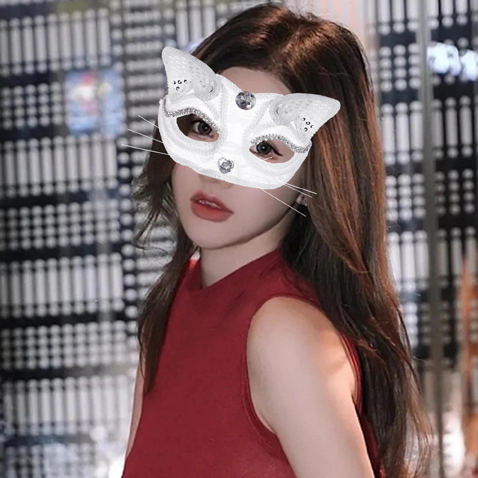 Блестящая маска кошки со стразами для сценических выступлений и вечеринок