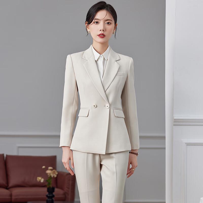 Women's Business Casual Blazer & Wide-Leg Pants Suit Set