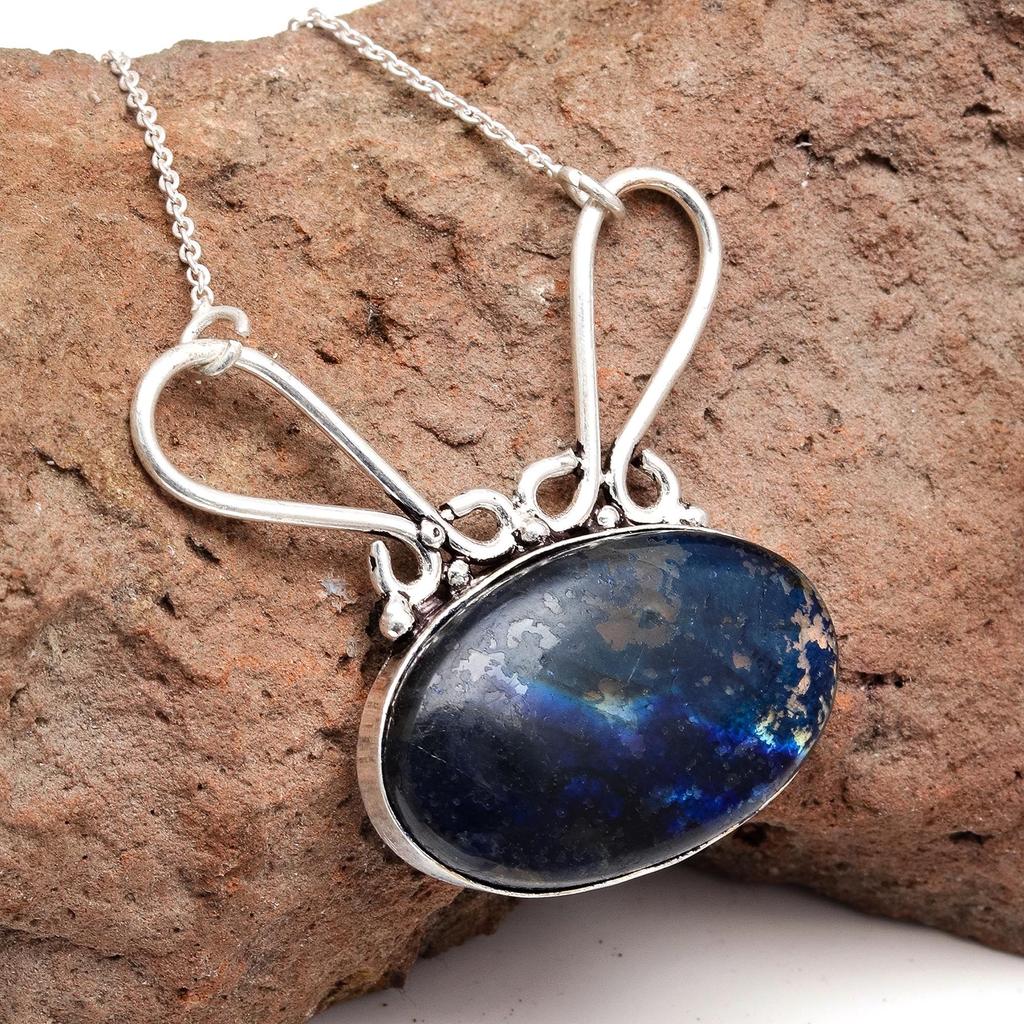 Pendentif Argent Péridot Labradorite Pierre Gemme Bijoux Argent Sterling 2.5" Feu