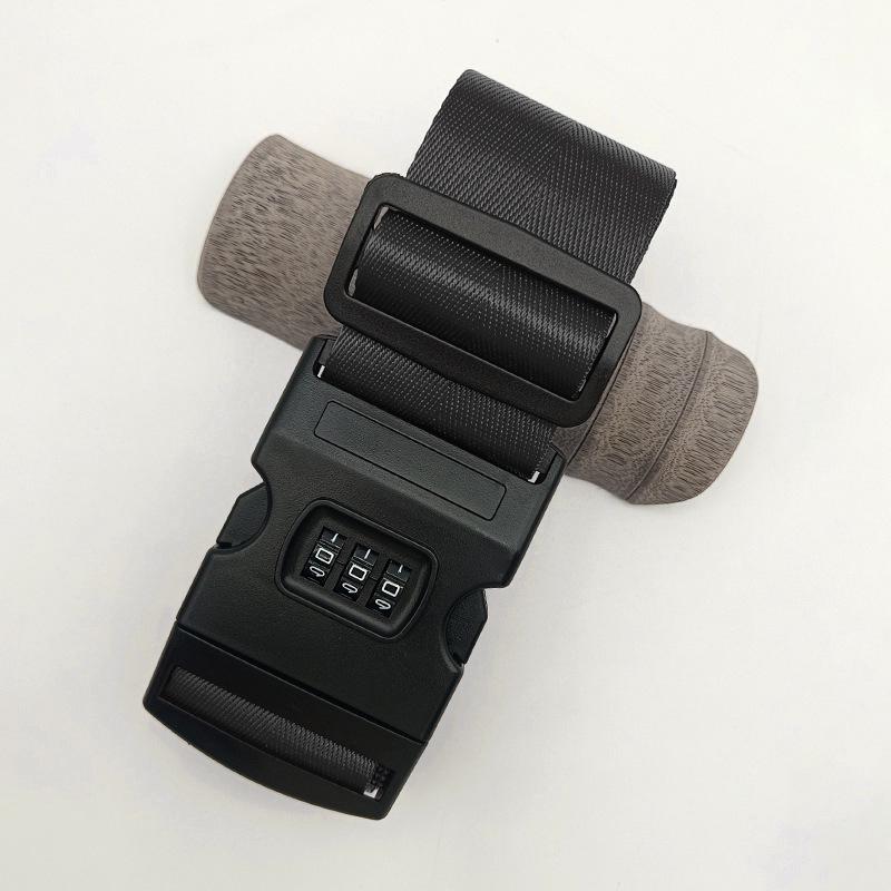 Solid Color Nylon Luggage Strap with Herringbone Pattern, Password Lock, and One-Word Handle